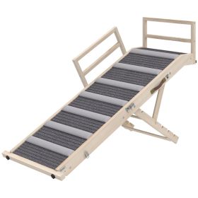 Dog Ramp, Folding Pet Ramp, 4 Adjustable Height from 15" to 19", Dog Step with Side Rails for Small to Large Pets