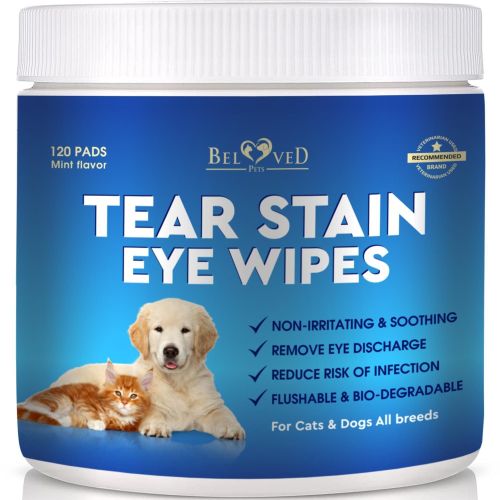 Pet Eye Wash Wipes, Tear Stain Remover, Cleaner, Eye Infection Treatment Helps Prevent Pink Eye, Relief Allergies Symptoms, Dry Eyes
